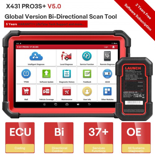 2024 LAUNCH X431 PRO3S+ V5.0 Scanner With DBSCAR VII Support CANFD, Topology Map,Online Coding, AutoAuth FCA SGW, VAG Guided, 41+ Reset Service