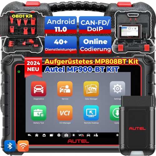 Autel MaxiPro MP900-BT Kit Bi-Directional OBD2 Diagnostic Scan Tool Support ECU Coding, AutoAuth, CAN-FD, DoIP, 40 Services With  11 PCS OBD1 Cable