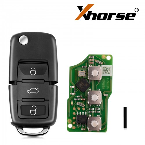 Xhorse XKB501EN VW Wire Remote Key 3 Buttons Volkswagen B5 Flip English Black Color 5pcs/lot Compatible With VVDI2, Mini Key Tool, Key Tool Max