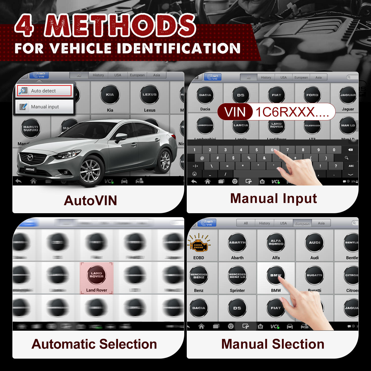 Autel MaxiCOM MK808Z 4 Methods for Vehicle Identification